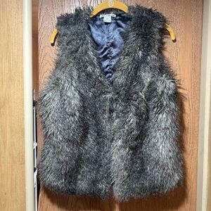 Faux Fur Vest in Gray and Black